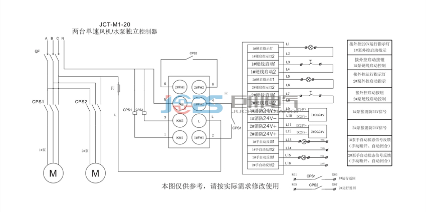 JCT-M1-20 兩臺單速風(fēng)機(jī) 水泵控制器